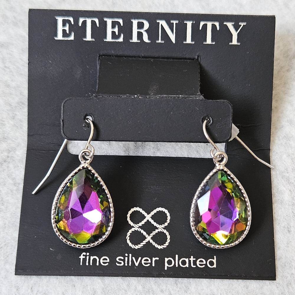 Eternity Fine Silver Plated Drop Earrings